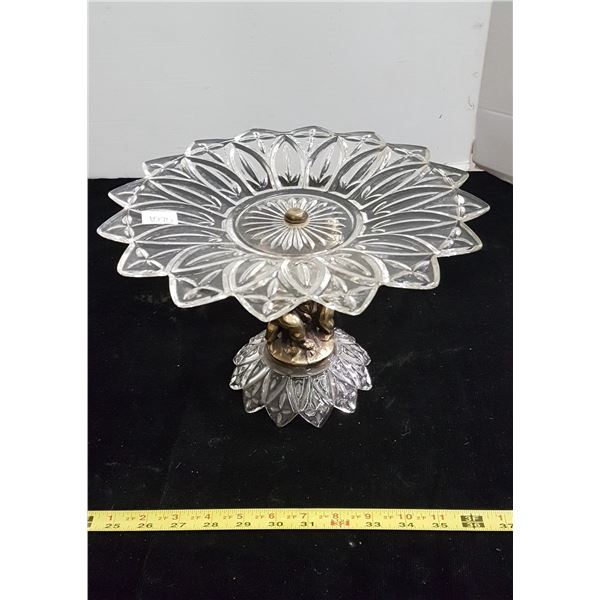 Victorian style 'Cherubs' glass & brass cake plate