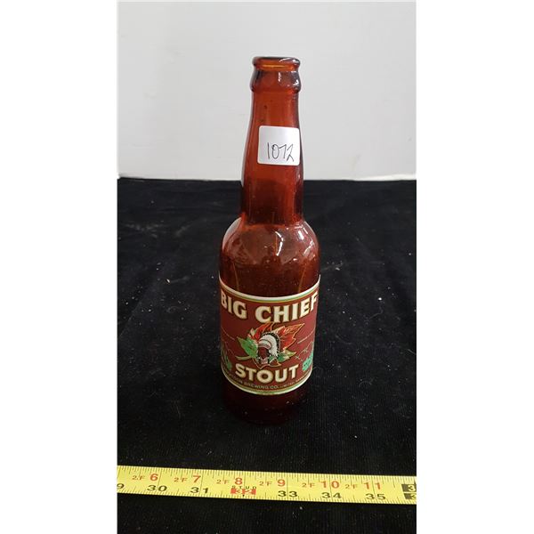 Big Chief stout beer bottle Saskatoon NOS
