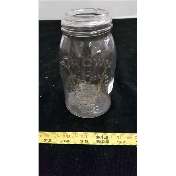Crown pint sealer jar 1900's *rare*