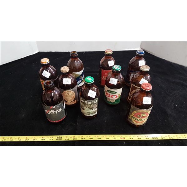 Lot of 10 Canadian 'Stubby' beer bottles