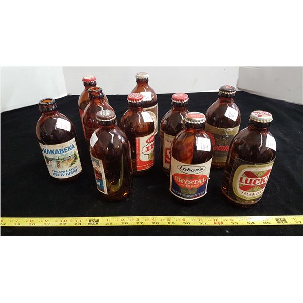 Lot of 10 Canadian 'Stubby' beer bottles