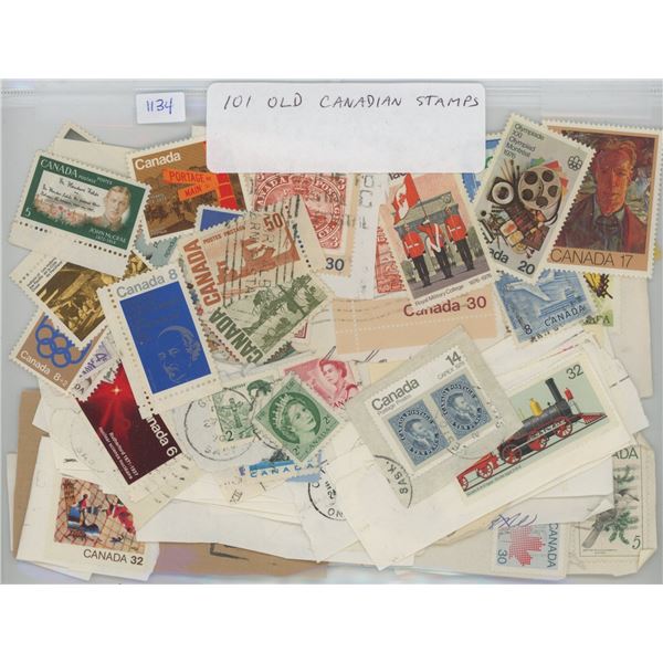 Lot of 101 Old Canadian Stamps. (Some mint).