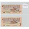 Image 2 : Lot of 2 Consecutive Serial Number 1986 $2 notes. Thiessen-Crow signatures. BUV Prefix. Serial Numbe