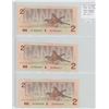 Image 2 : Lot of 3 Consecutive Serial Number 1986 $2 notes. Bonin-Thiessen signatures. EGT Prefix. Serial Numb
