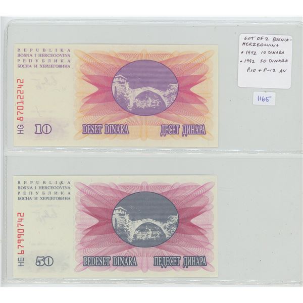 Lot of 2 notes from Bosnia-Herzegovina. First issued notes from these former Yugoslavian states. 199