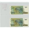 Image 2 : Lot of 2 notes from Brazil. 1989 200 Cruzados & 1990 200 Cruzeiros overprinted in a 200 Cruzados not