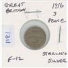 Image 1 : Great Britain. 1916 3 Pence. Sterling Silver. World War I issue. F-12.