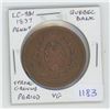 Image 1 : Pre-Confederation Lower Canada 1837 Penny Token. Quebec Bank. Strong Ground with Period. LC-9B1. VG-