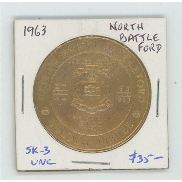 North Battleford, Saskatchewan. 1963 Trade Dollar. SK-3. Saskatchewan’s third Trade Dollar. Scarce. 