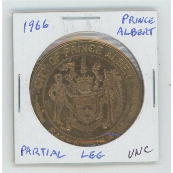 Prince Albert, Saskatchewan. 1966 Trade Dollar. Partial Leg variety. Unc.