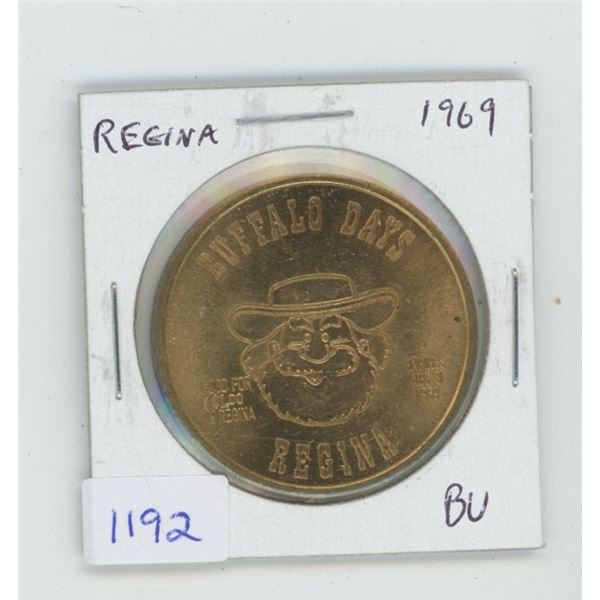 Regina. 1969 Trade Dollar Buffalo Buck. Features Pemmican Pete. BU.
