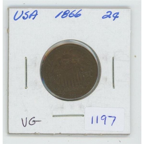 U.S. 1866 Two Cents. VG-8.