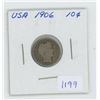 Image 1 : U.S. 1906 Silver Barber Dime. VG-8.