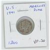 Image 1 : U.S. 1941 Silver Mercury Dime. World War II issue. VF-20.