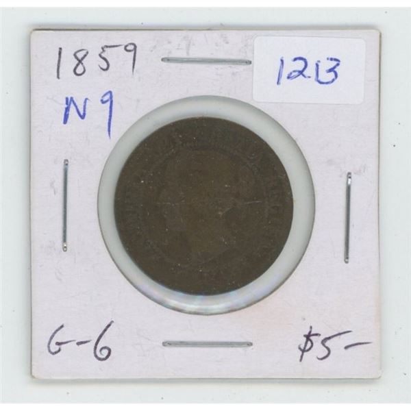 Canada. 1859 Narrow 9 Victorian Large Cent. Canada’s second large cent. G-6.