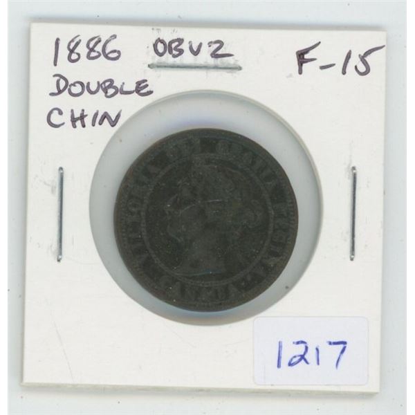 1886 Victorian Large Cent. Obverse 2 (double chin). F-15.
