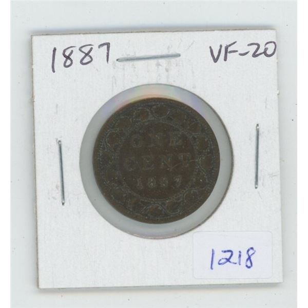 1887 Victorian Large Cent. VF-20.