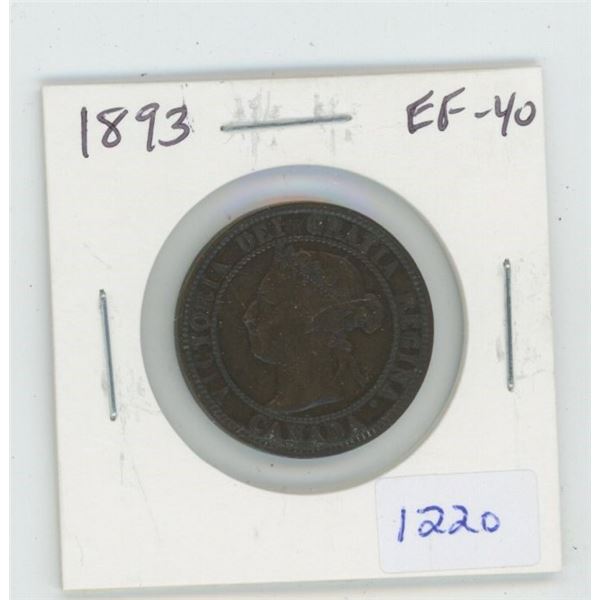 1893 Victorian Large Cent. EF-40. Nice.