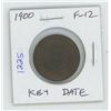 Image 1 : 1900 Victorian Large Cent. F-12. Key Date.