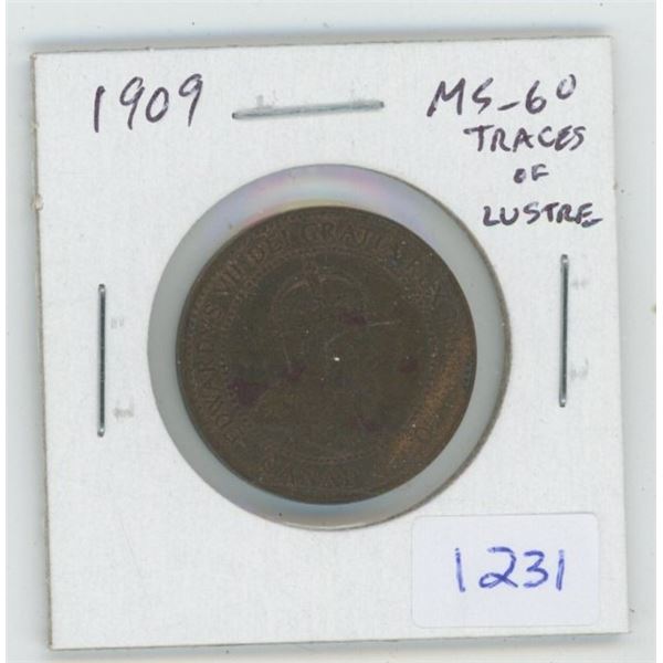 1909 Edward VII Large Cent. MS-60. Traces of Lustre. Nice.