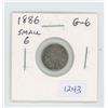 Image 1 : 1886 Victorian Silver 5 Cents. G-6. Readable Date.