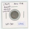 Image 1 : 1909 Edward VII Silver 5 Cents. Round Maple Leaves with Bow Tie. VF-30. Nice.