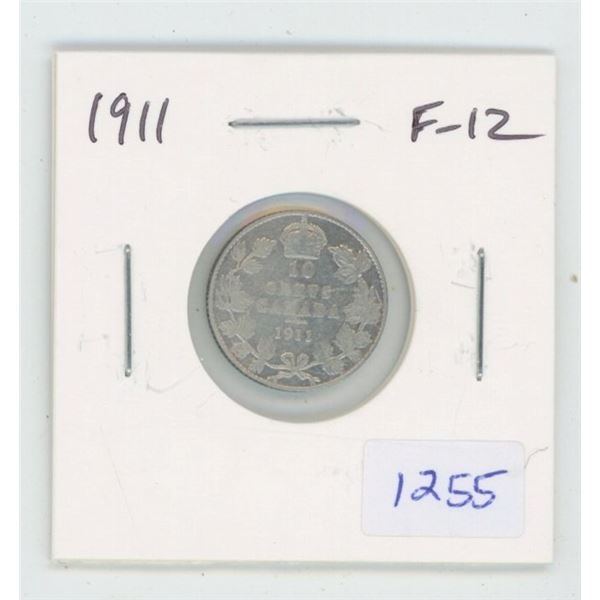 1911 George V Silver 10 Cents. The first issue of George V.