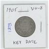 Image 1 : 1905 Edward VII Silver 25 Cents. VG-8. Key Date. Mintage of 800,000.