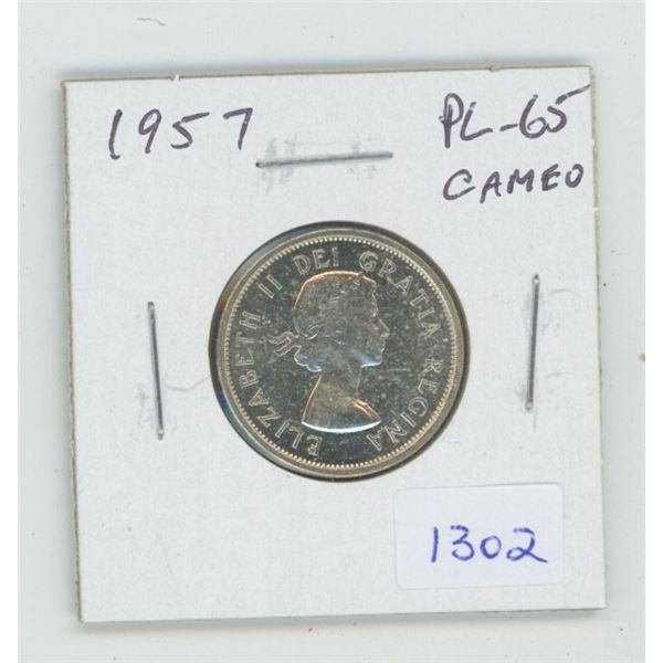 1957 Silver 25 Cents. Proof Like-65. Cameo. Beautiful.