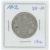 Image 1 : 1912 George V Silver 50 Cents. Key Date. Mintage of 285,867. VG-10.
