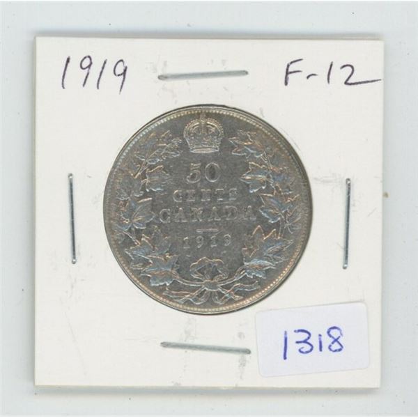 1919 George V Silver 50 Cents. F-12.