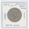 Image 1 : 1943 George VI Silver 50 Cents. Die Clash visible on both sides. World War II issue. VF-30. Nice.