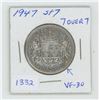 Image 1 : 1947 Straight 7 Left Silver 50 Cents. Coin displays a 7 Over 7 in the date. VF-30. Nice.