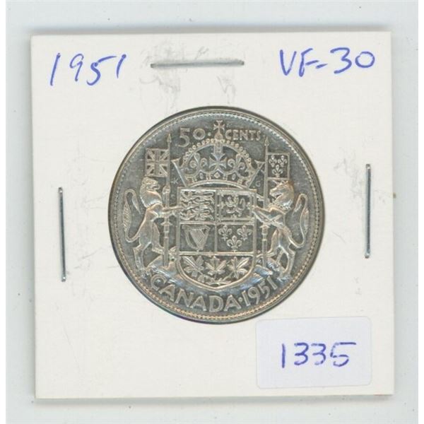 1951 Silver 50 Cents. VF-30. Nice.