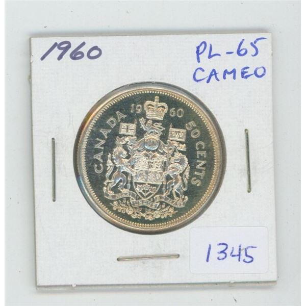 1960 Silver 50 Cents. Proof Like-65. Cameo. Beautiful.