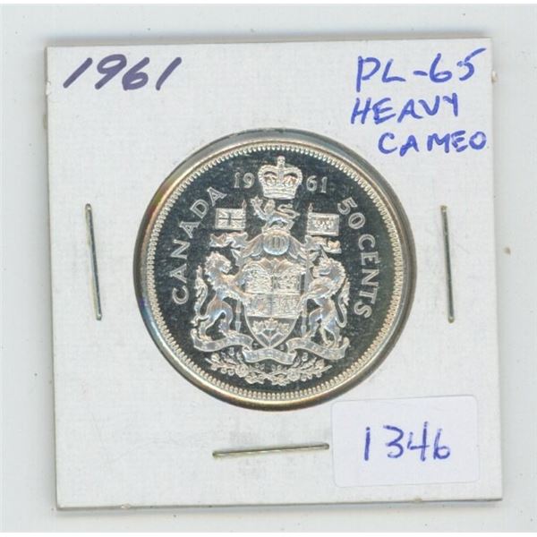 1961 Silver 50 Cents. Proof Like-65. Heavy Cameo. Beautiful.