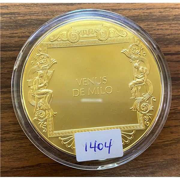 Venus De Milo. From the Ancient Greece medals series. A beautiful gold-plated bronze medal measuring