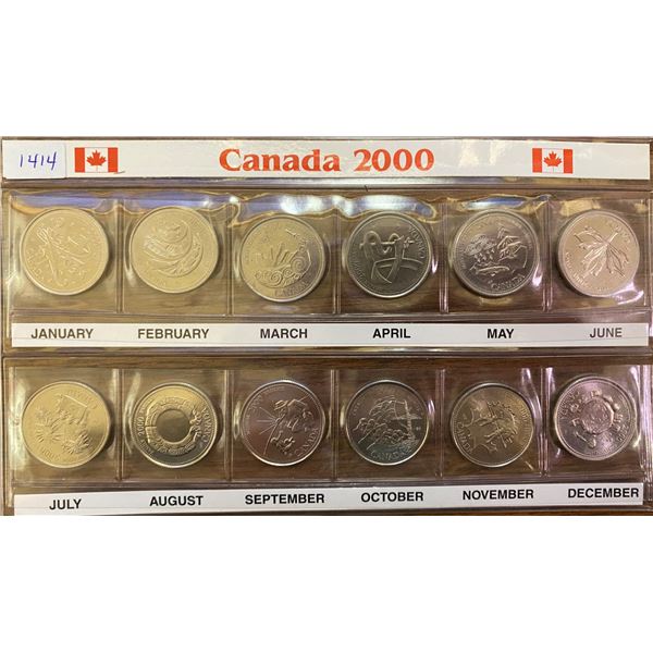 2000 Millennium 25 cents set. Includes all 12 coins. In custom folder.