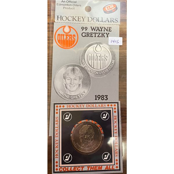 1983 Edmonton Oilers Wayne Gretzky Hockey Dollar & Hockey Card.