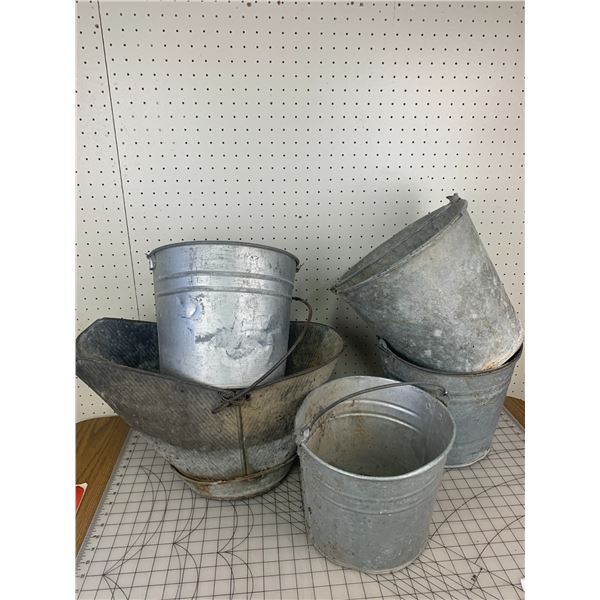 OLD COAL PAIL AND GALVANIZED PAILS
