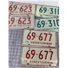 Image 3 : LOT OF SASK LICENSE PLATE PAIRS  "69"