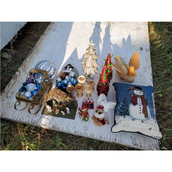 large lot of Christmas decorations