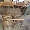 Image 1 : Two antique chairs (one is split ) old hard wood chairs