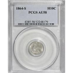 1864-S H10C AU58 PCGS