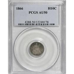1866 H10C AU50 PCGS