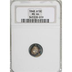 1868 H10C MS64 NGC