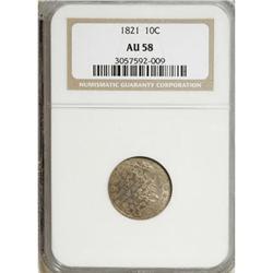 1821 10C Large Date AU58 NGC