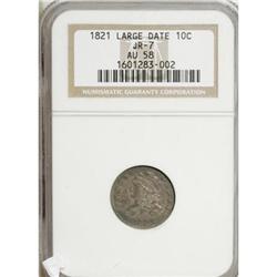 1821 10C Large Date AU58 NGC