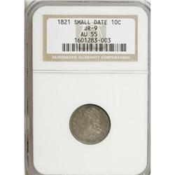 1821 10C Small Date AU55 NGC