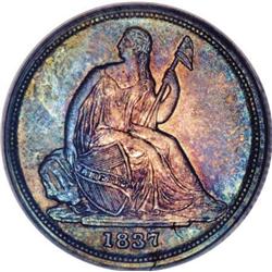 1837 10C No Stars, Small Date MS63 PCGS